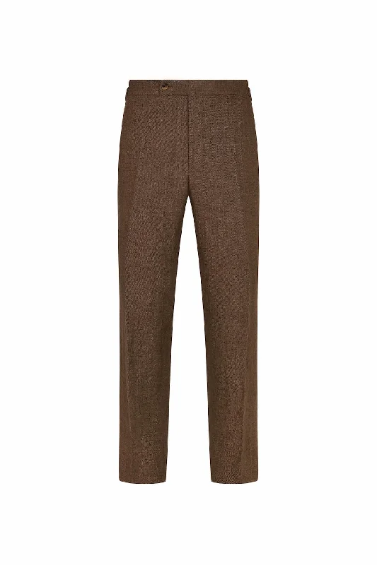 Tan Linen Twill Trousers