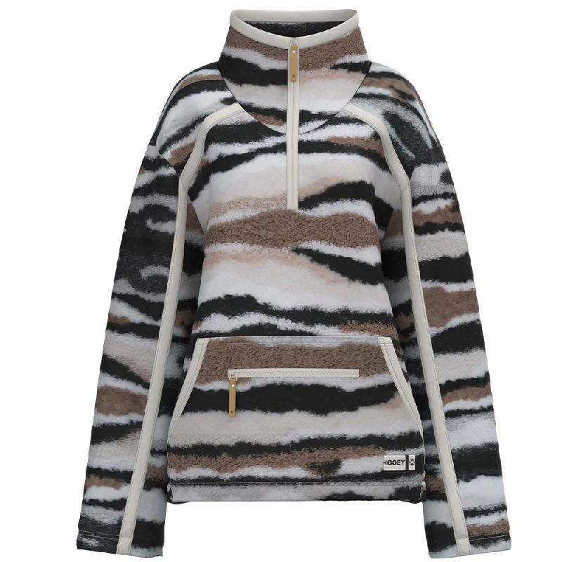 "Ladies Sherpa Pullover" White/Black & Brown Pattern