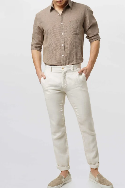 Tapered Fit Linen Trouser