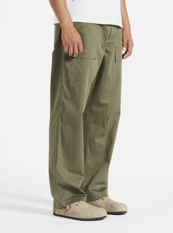 Universal Works Fatigue Pant in Light Olive Twill