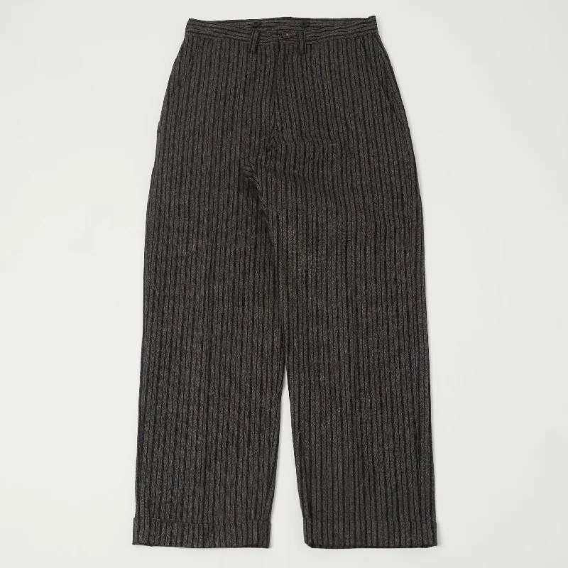 Full Count 1128 Schonherr Weaving Cloth Farmers Trouser - Charcoal Stripe