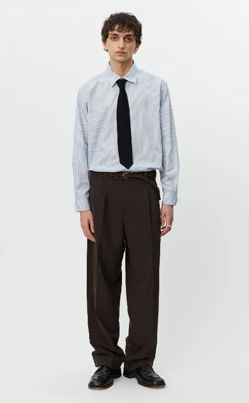 Classic Trousers - Brown Pinstripe