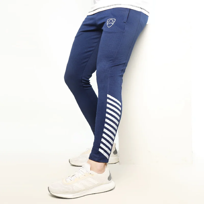 Navy Interlock Bottoms With White Stripes