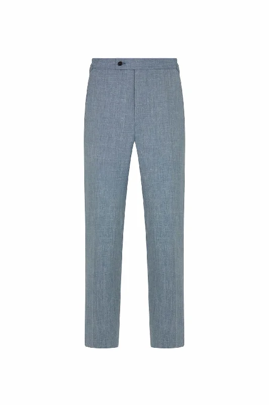 Light Blue Wool, Silk & Linen Trousers