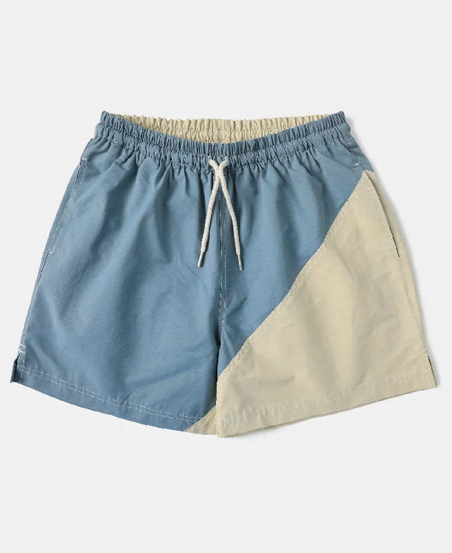 Two-Tone Beach Swim Trunks - Light Blue/Apricot