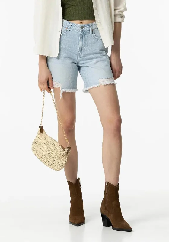 Tiffosi Benny Denim Ripped Effect Shorts, Light Blue Wash