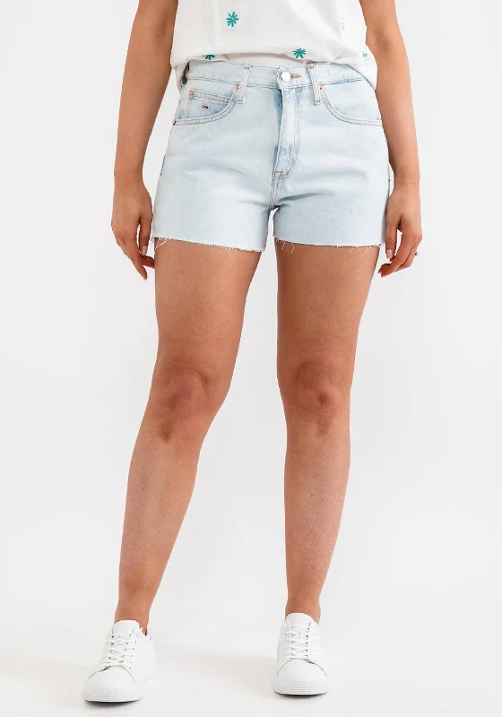 Tommy Hilfiger Womens Acid Wash Denim Shorts, Denim Light