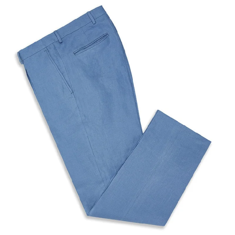 Tierney Pale Blue Twill Linen Trousers