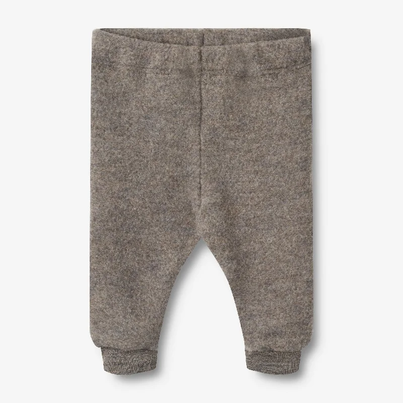 Wool Fleece Trousers Kinnie - brown melange