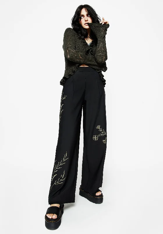 Herald Embroidered Wide Leg Trousers