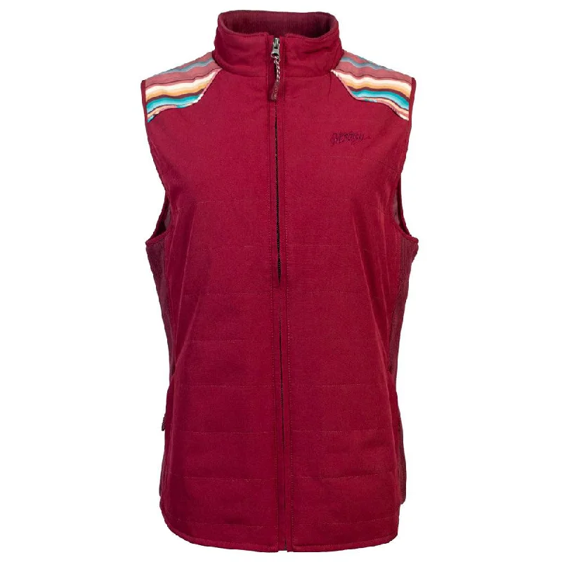 "Hooey Ladies Packable Vest" Burgundy w/Stripe Detailing