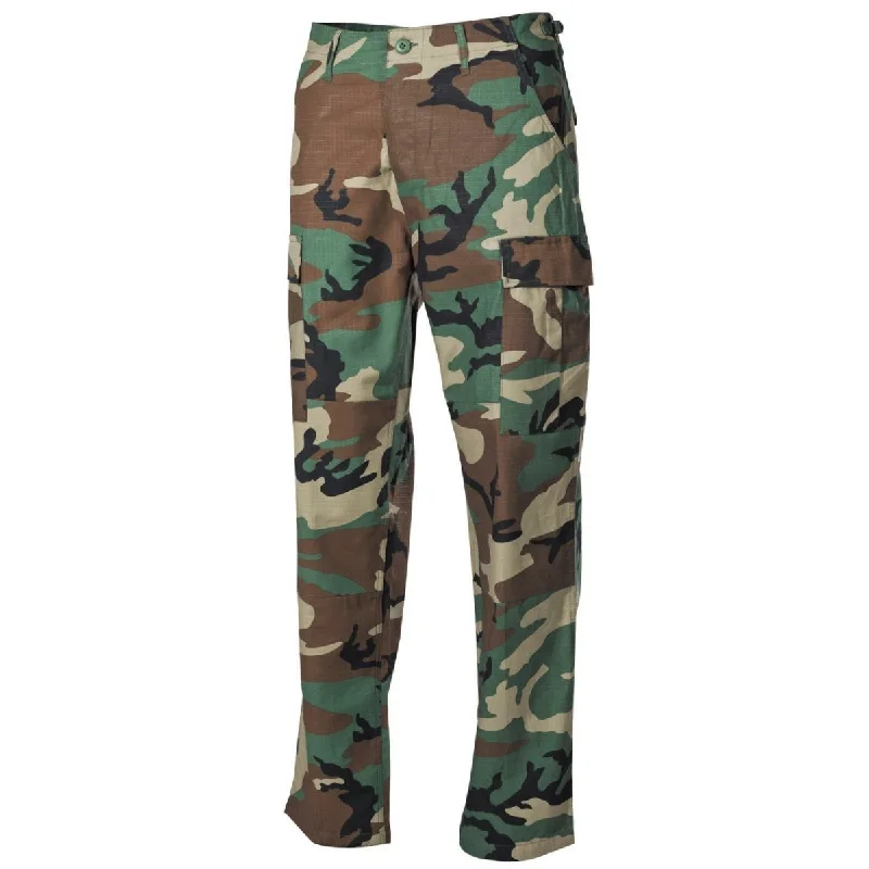 MFH BDU Ripstop Combat Trousers Woodland Camo