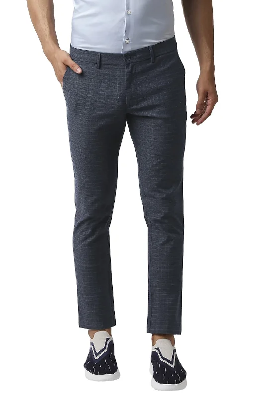 Tapered Fit Stretch Checks Trousers