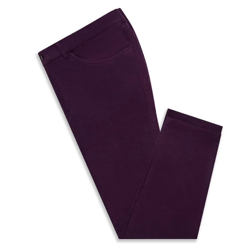 Trent Aubergine Moleskin Trousers