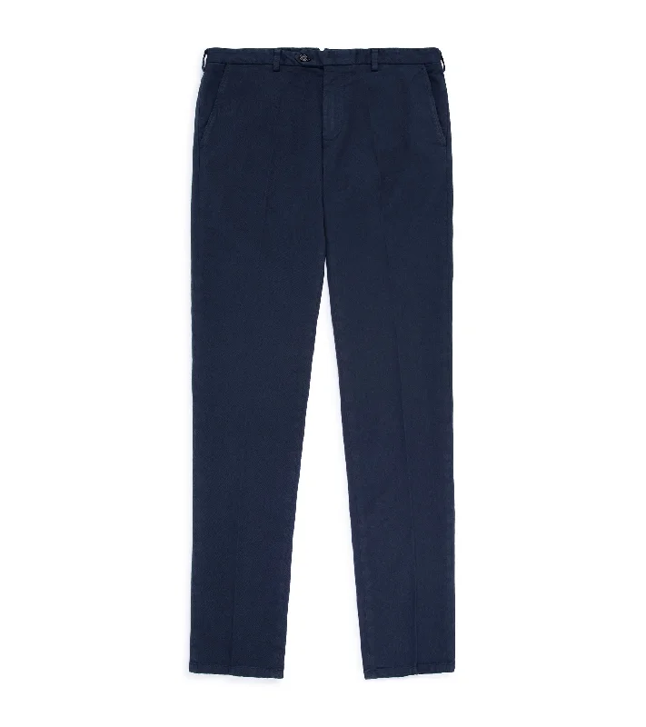 Trunk Palmer Flat Front Cotton Twill Trousers: Light Navy