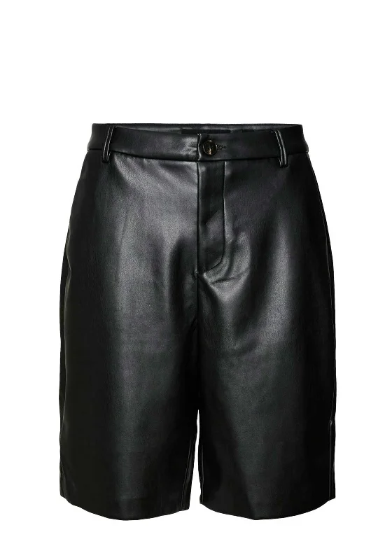 Vero Moda Faux Leather Shorts, Black