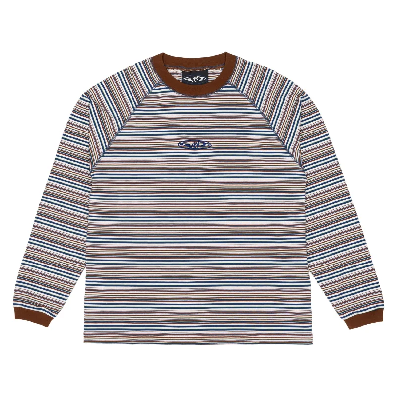 Stripe Raglan Long Sleeve Shirt - Brown