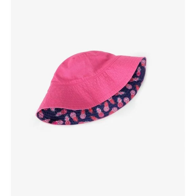 Hatley Party Pineapples Reversible Sun Hat Kids-Girls Pink and Navy S20PPK032