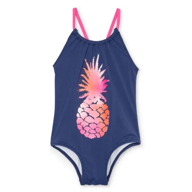 Hatley Party Pineapples Swimsuit Kids-Girls Pink and Navy S20PPK1381