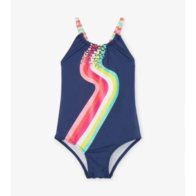 Hatley Rainbow Waterfall Swimsuit Kids-Girls Navy and Pink S20SUK1381