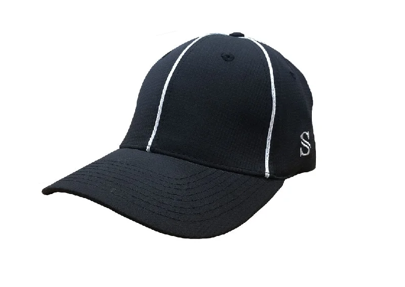 Smitty Performance Flex Fit Hat - Black with White Piping